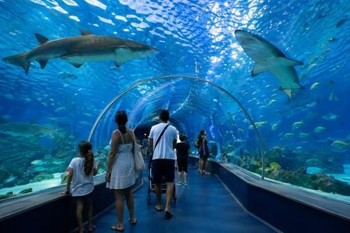Entrada de L'Aquàrium de Barcelona en el Port Vell
